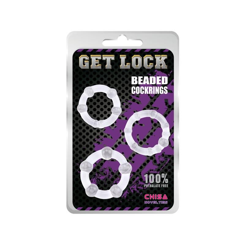 Chisa Beaded Cock Rings-Clear