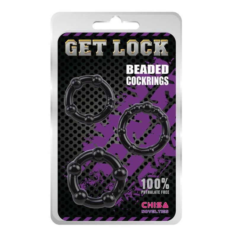 Chisa Beaded Cock Rings-Black