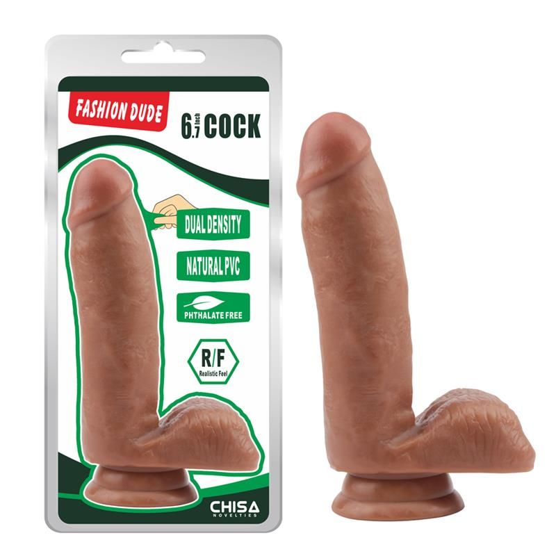 Chisa Dildo Dual density Fashion Dude 17 x 3.6 cm Tan