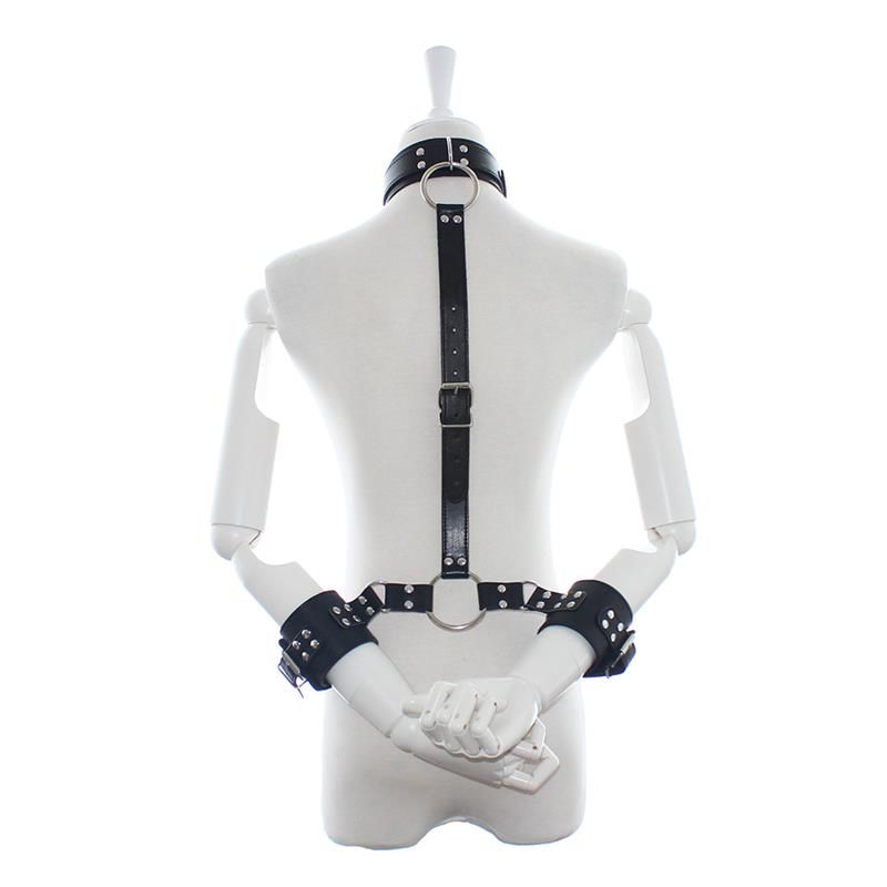 LateToBed verstellbares Halsband mit Fesseln (Schwarz)