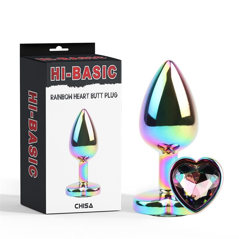 Chisa Rainbow Effect Metall-Analplug mit Herzjuwel