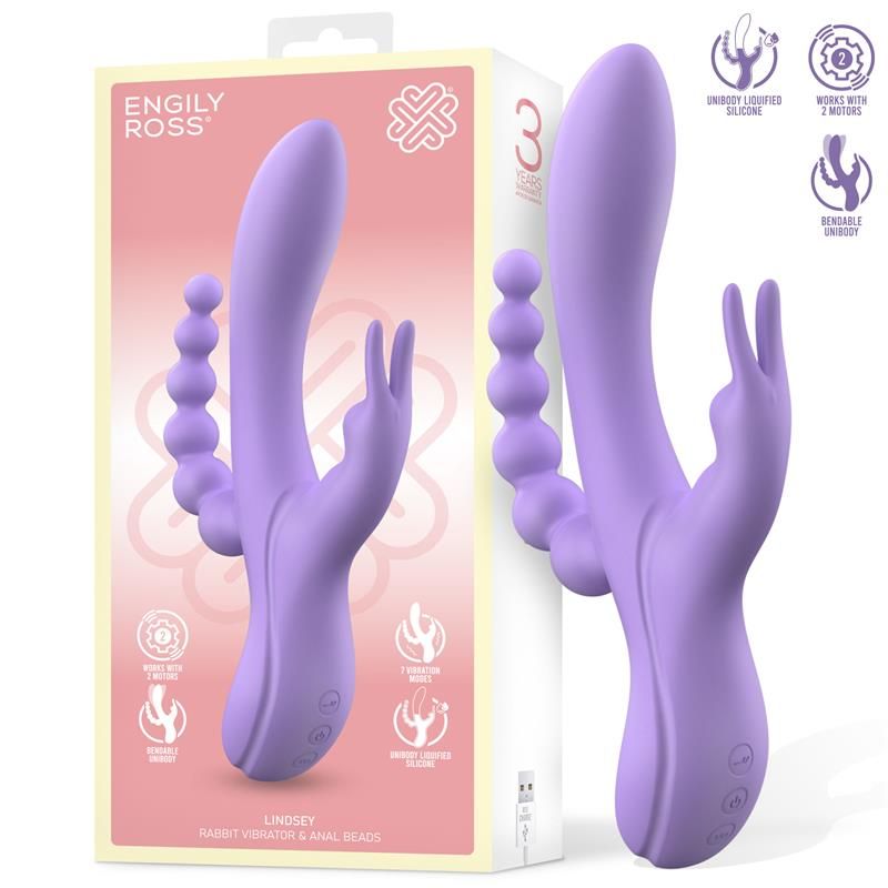 Engily Ross Lindsay Vibrator mit Analkette, Flüssigsilikon