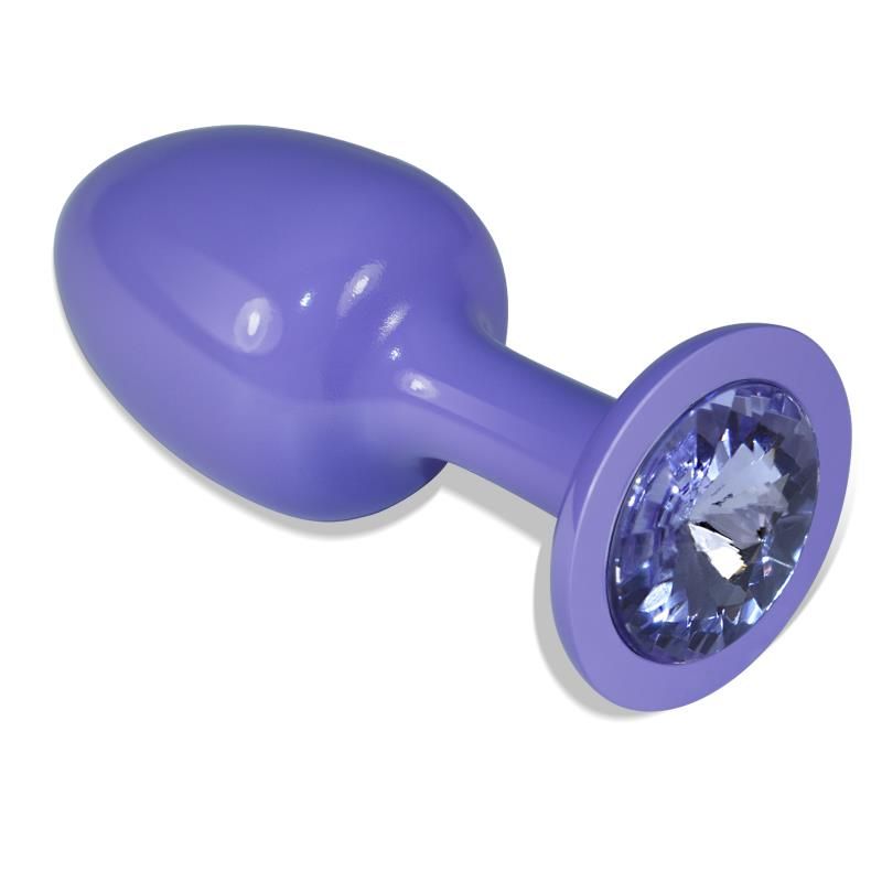 Lovetoy plug anal de metal rosa roxa com joia azul