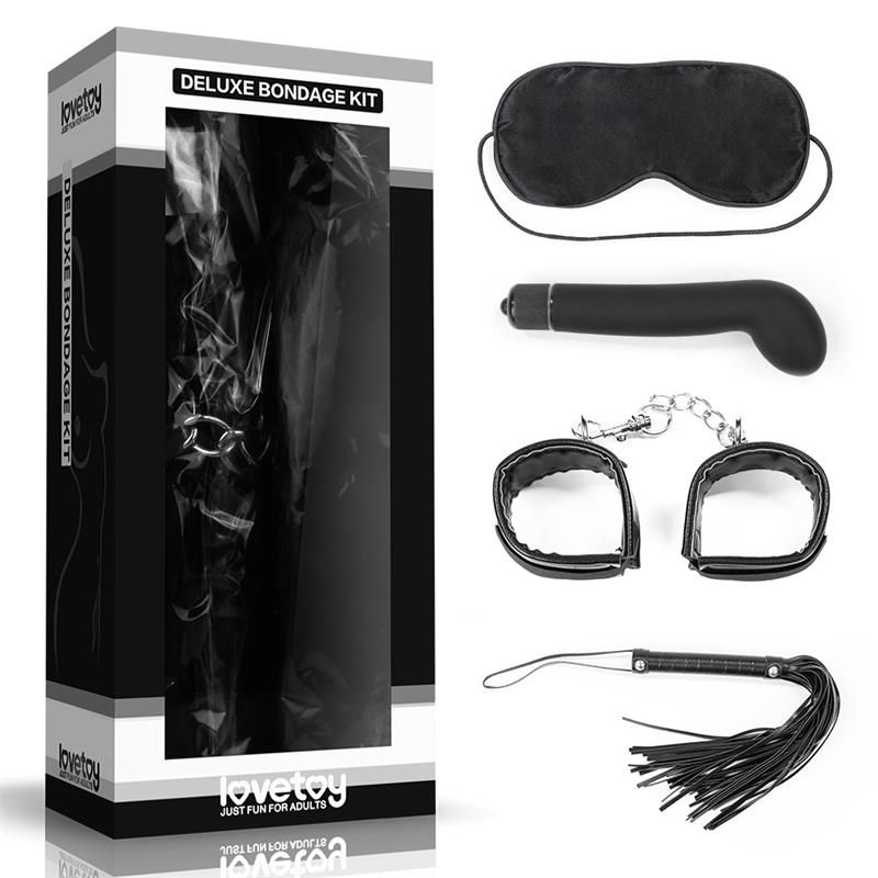 Lovetoy Bondage Kit Deluxe with Vibrator (Black)