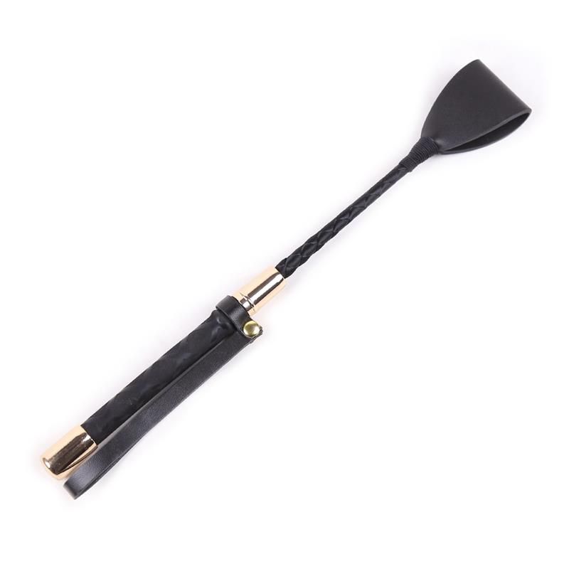LateToBed klassisk spanking piska svart och guld 30 cm