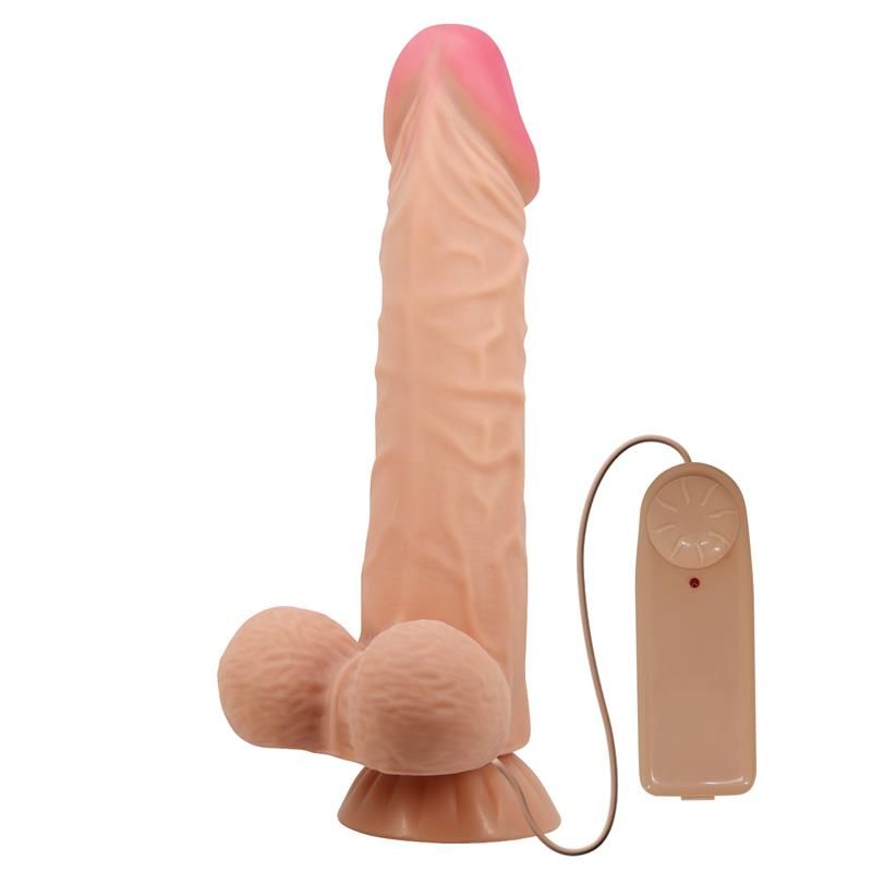 Baile dildo vibratório com pele deslizante 24 cm e comando