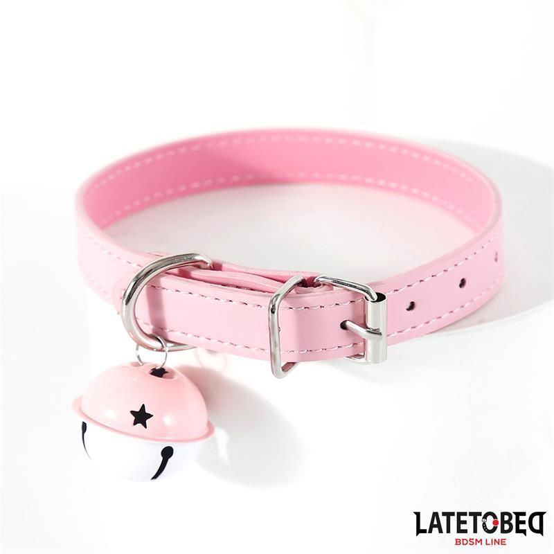 LateToBed coleira ajustável com guizo (rosa)