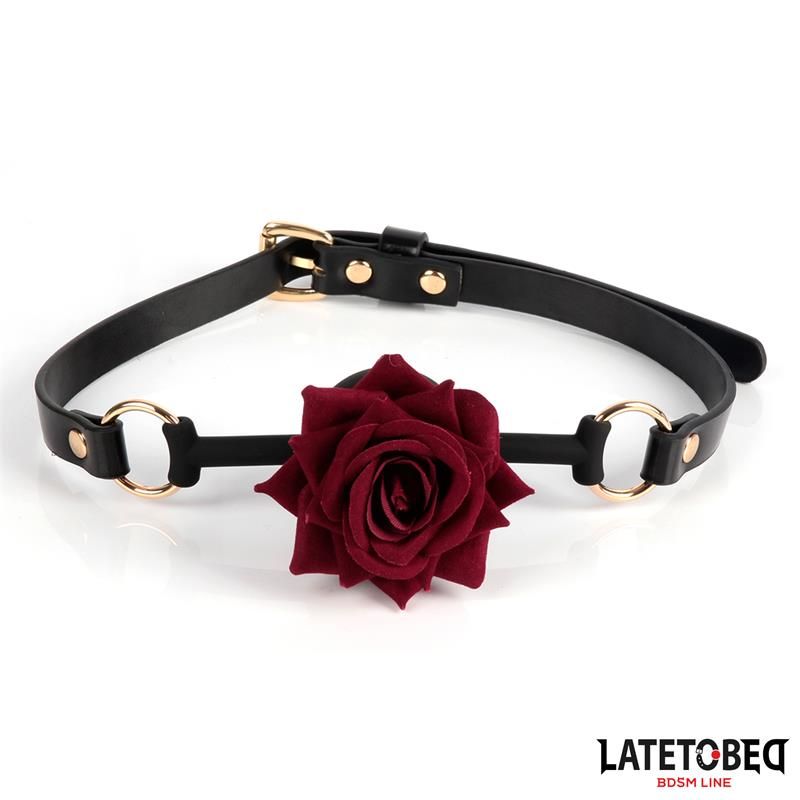 LateToBed Ballgag i guldfarvet metal med rose