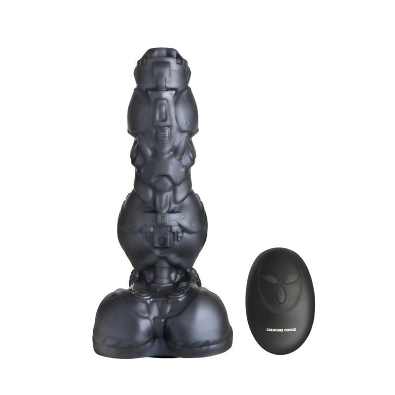 Creature Cocks Cyborg penisrengas liikkuva ja vibraattori metalli dildo
