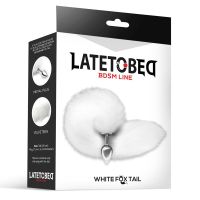 LateToBed plug anal de metal com cauda de raposa, velvet touch 40 cm (branco), imagem 4