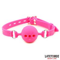 LateToBed Breathable Silicone Ball Gag S - 4 cm (Pink), picture 5