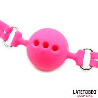 LateToBed Breathable Silicone Ball Gag S - 4 cm (Pink), picture 4