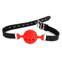 LateToBed bâillon boule respirant S - 4 cm, noir et rouge, photo 2