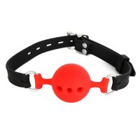 LateToBed bâillon boule respirant S - 4 cm, noir et rouge, photo 3