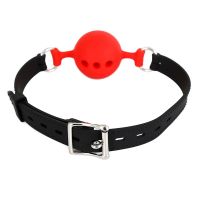 LateToBed bâillon boule respirant S - 4 cm, noir et rouge, photo 4