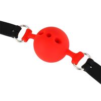 LateToBed bâillon boule respirant S - 4 cm, noir et rouge, photo 5