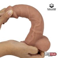 Liketrue Realistisk dildo i flydende silikone med dobbelt lag 8", billede 5