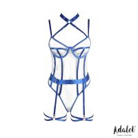Adalet Lingerie Killye Mesh Teddy with Strasps and Leg Rings (Blue)