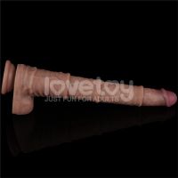 Lovetoy Dwuwarstwowe Elastyczne Dildo XXL 16" Naturalny, zdjęcie 5