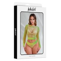 Adalet Lingerie Yara ensemble résille manches longues (jaune fluo)