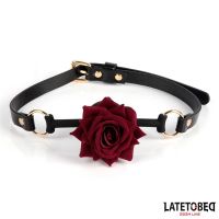 LateToBed Ballgag i guldfarvet metal med rose