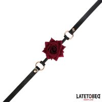 LateToBed Ballgag i guldfarvet metal med rose, billede 4