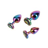 Chisa Rainbow Heart Butt Plug 3-delt sæt Anal starter kit, billede 3