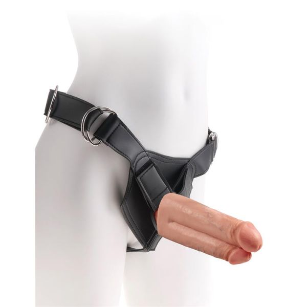 King Cock Strap-on Two Cocks One Hole 7" hautfarben