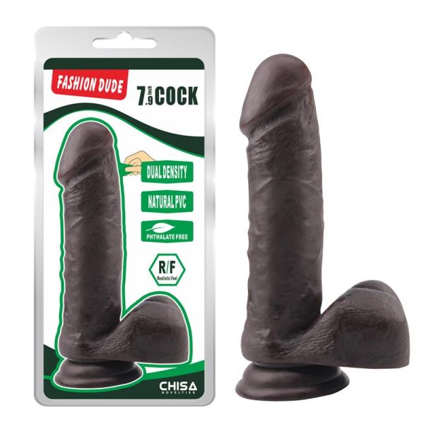 Chisa Dildo de densidade dupla Fashion Dude 7.9" (castanho)