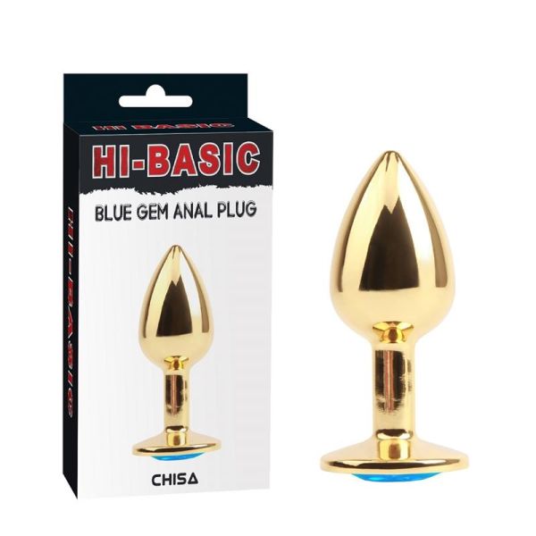 Chisa Golden Butt Plug with Blue Jewel