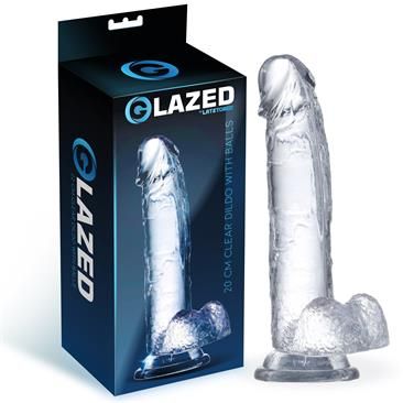 Glazed Realistic Dildo with Testicles Crystal Material
