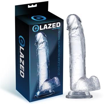 Glazed Realistic Dildo with Testicles Crystal Material