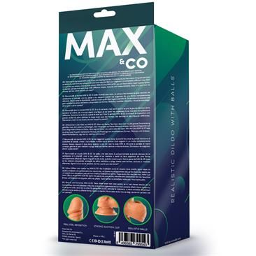 Max & Co Zane dildo realista com testículos 7,6" cor de pele