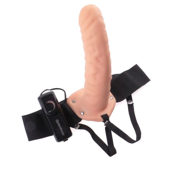 Fetish Fantasy Series Strap-On with Vibrating Hollow Dildo Flesh