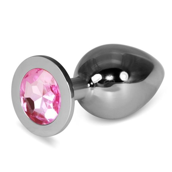 Lovetoy Metal Butt Plug RoseBud Classic with Pink Jewel