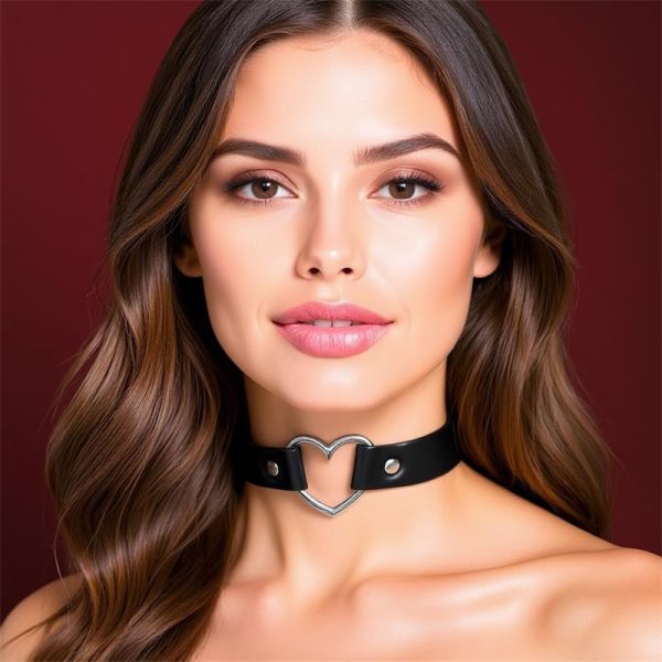 Cinderella Heart Choker Vegan Leather One Size