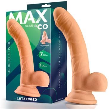 Max & Co Sean dildo realista com testículos 7,5" cor de pele