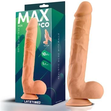 Max & Co Ben dildo realista com testículos 10,2" cor de pele