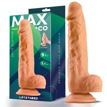 Max & Co Andi Realistic Dildo with Testicles 9.1" Flesh
