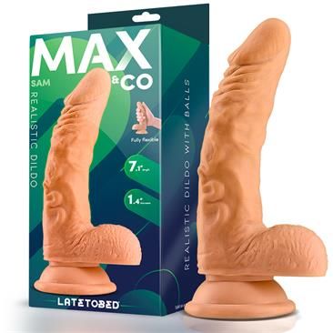 Max & Co Sam dildo realista com testículos 7,1" cor de pele