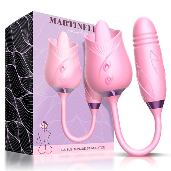 Martinella stimulateur clitoridien à double langue et va-et-vient