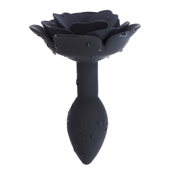 A-Gusto plug anal en silicone avec rose (noir)