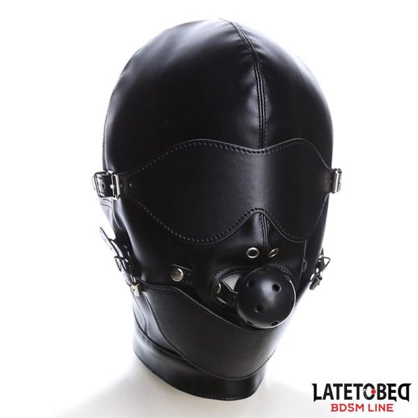 LateToBed Slave Hood with Eye mask Breathable Gag Ball