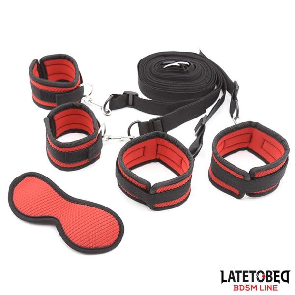 LateToBed Bed Eestraint Set with Blindfold Adjustable