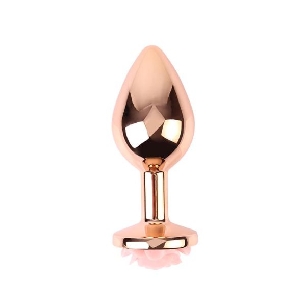 Plug anal Chisa avec bijou en forme de rose, couleur rose, taille M