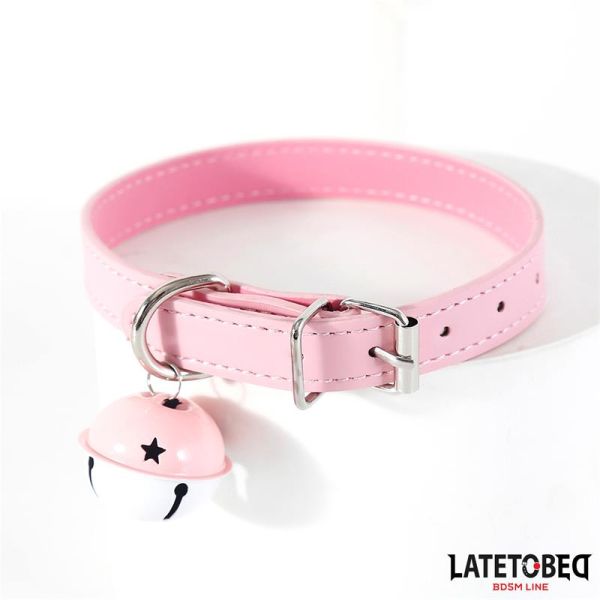 LateToBed collier réglable à grelot (rose)