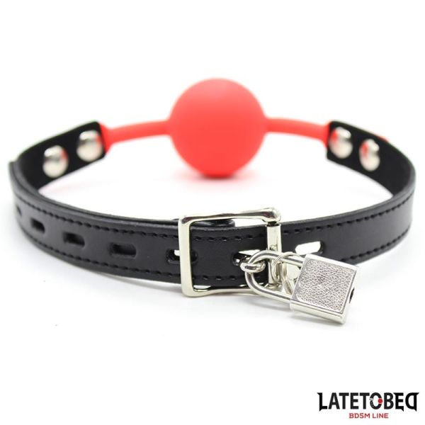 LateToBed Silicone Ball Gag with Padlock (Red)