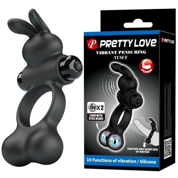Pretty Love Yusuf Vibrating Penis Ring with Steel Beads