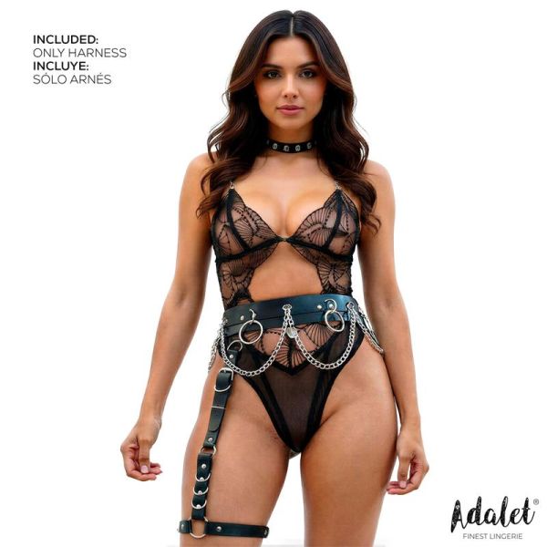 Adalet Lingerie Coral harnais de hanches avec anneau de cuisse et chaîne, taille unique