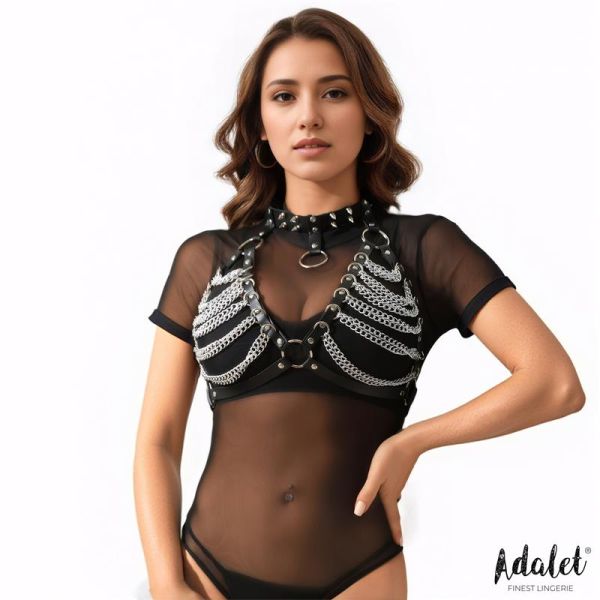 Adalet Lingerie Zaira BH aus Veganleder mit Kette, One Size